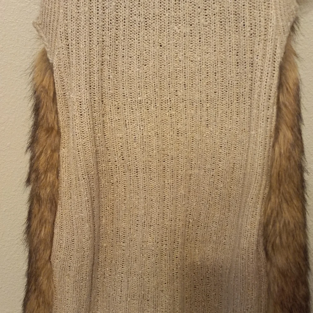 Womens XS Hippie Venus Faux Fur Sweater Vest. Natural. Side Pockets. Vintage - Picture 6 of 12